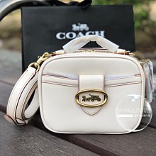 COACH 斜背包 全新正品 93846 白色全皮款 Riley Lunchbox Bag 復古箱子包 餐盒包 化妝箱