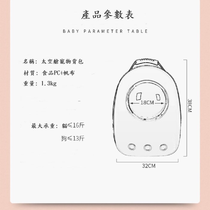 Caiyi 貓咪太空包 五面透氣太空艙寵物包 寵物背包 太空包 寵物外出包 透氣雙肩貓咪小犬背包