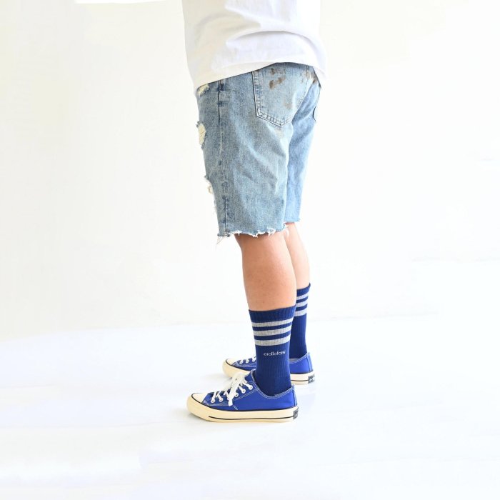 【 Wind 】adidas 3-Stripe Socks 三條 灰藍 復古 條紋 毛巾襪 中筒襪 一組6雙拆賣 穿搭