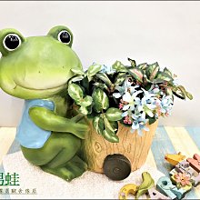 鄉村田園風 高嶺土製 男生綠色青蛙花桶 男蛙可愛動物玩偶公仔花器 花盆架園藝造景裝飾品擺件【歐舍傢居】