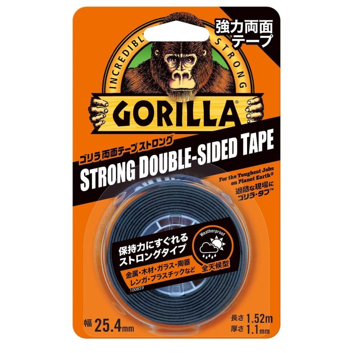 日本 Gorilla Glue 大猩猩強力雙面膠 1.52m 防水 無痕貼 透明膠帶 超黏 神奇萬用膠帶 固定膠帶 隱形