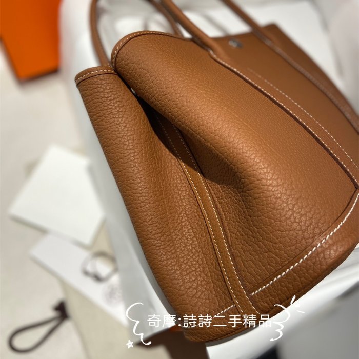 二手正品 Hermes 愛馬仕 花園包 Garden party30 金棕 現貨