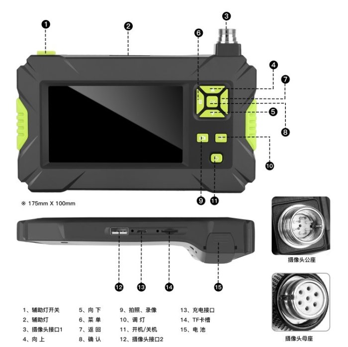 【騎士綠8.0】5米高解析工業用內窺鏡4.3吋螢幕/管道探測/漏水檢測維修/汽機車檢修/工程運用/電子維修