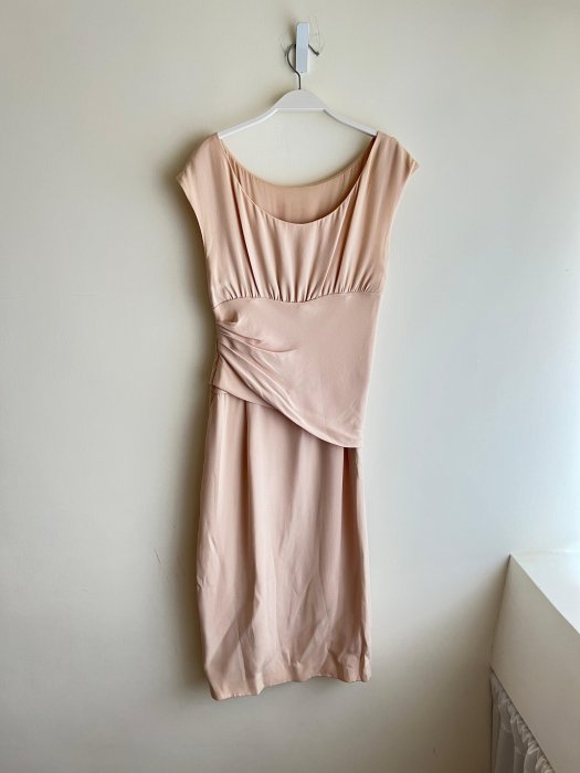 giambattista valli 義大利製造 42號 正品近新 絲質優雅洋裝 晚宴 派對 裸色洋裝