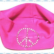 ☆POLLY媽☆歐美claire`s貼鑽和平標誌針織萊卡運動型寬版髮帶~桃紅色、粉紅色、白色、黑色