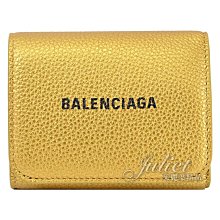 【茱麗葉精品】全新商品 BALENCIAGA 巴黎世家 專櫃商品 655622 燙印LOGO釦式三折零錢短夾.金 現貨