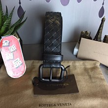 《真愛名牌精品》Bottega Veneta (BV)271932 深灰色牛皮編織 皮帶 3.5cm *全新*代購