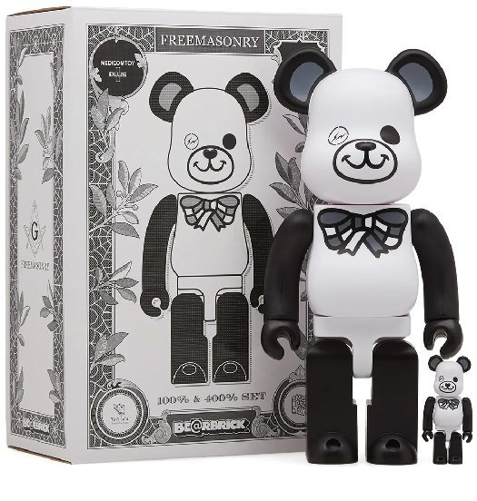 BEETLE BE@RBRICK FREEMASONRY FRAGMENT 全視之眼白黑閃電100 400