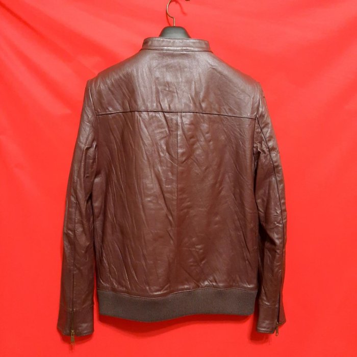 【日本頂級名品】日本品牌LEUS COUCAVE 頂級真皮小立領鋪棉保暖騎士皮衣外套(85)