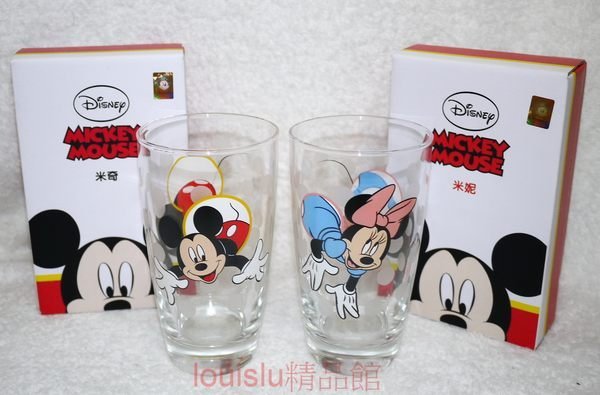 迪士尼Disney 全家 KIRIN 精品【Mickey米奇+Minnie米妮 玻璃杯組 (飲料杯)】(Mickey Mouse) cup