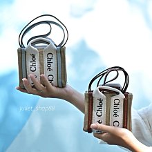【茱麗葉精品】全新精品 CHLOE 專櫃商品 Woody Nano 經典LOGO織帶帆布超迷你兩用包.米/藍 現貨
