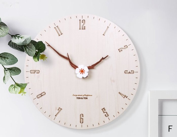 100原廠％創意鐘表 客廳 臥室簡約個性靜音現代木紋時鐘裝飾石英鐘北歐掛鐘 SHJ60740