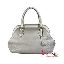 ＊奢華大道國際精品＊【F137】FENDI 銀灰色牛皮 ADELE 醫生手提包