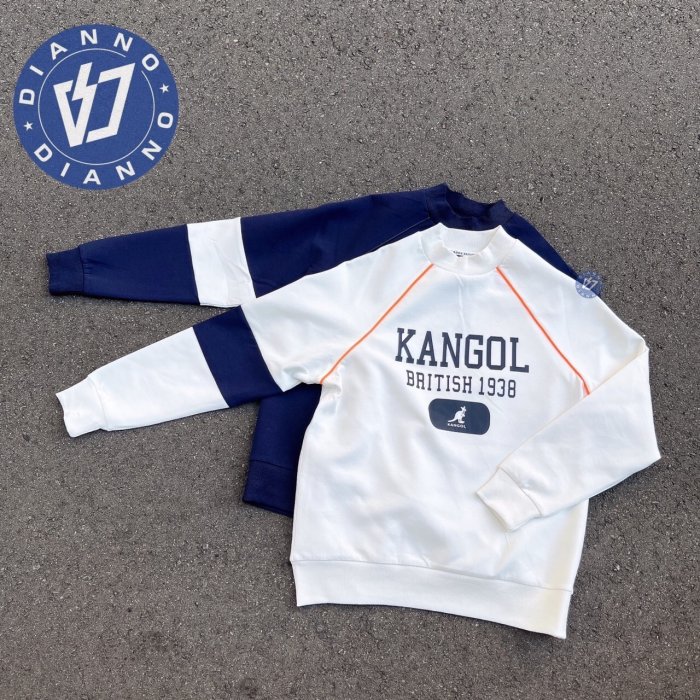 帝安諾-實體店面 KANGOL 袋鼠 英國 美式復古 LOGO 白色 藍色 落肩 大學T 男女款 62551003