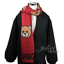 【茱麗葉精品】【全新精品】MOSCHINO 專櫃商品 30571 M2164 刺繡泰迪熊混織羊毛圍巾.紅 現貨