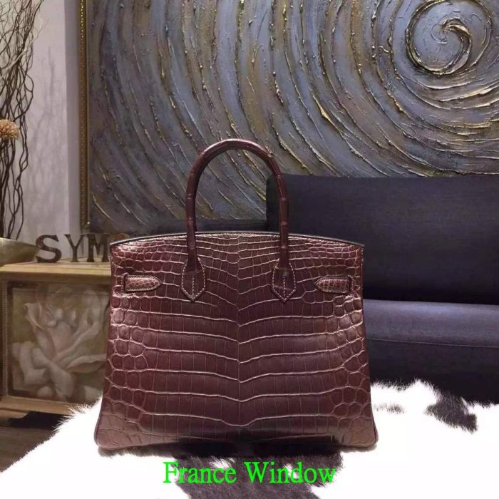 France Window 愛瑪仕 柏金包 Hermes cc45 巧克力 霧面兩點 鱷魚皮Birkin30cm