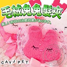 【🐱🐶培菓寵物48H出貨🐰🐹】韓風蝴蝶結毛絨兔兔寵物髮夾(白色/粉紅/玫紅 隨機出貨) 特價39元