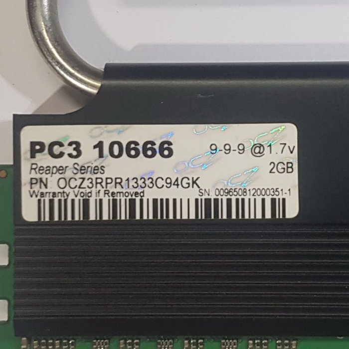 OCZ 大衛肯尼 DDR3 2GB PC3 10666 9-9-9 1.7V 桌上型記憶體、二手測試良品【售價為單支價】