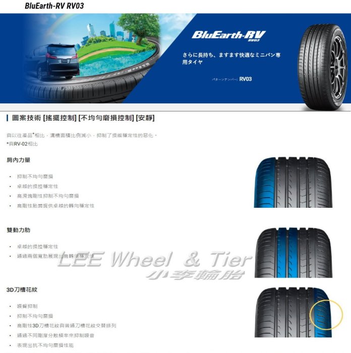 小李輪胎 YOKOHAMA 横濱 RV03 235-50-18 全新輪胎 高品質 全規格 特價 歡迎詢價 詢問