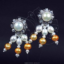珍珠林~賠售出清.純正天然白真珠流蘇款耳環~款式年輕~高貴典雅 氣質出眾#835