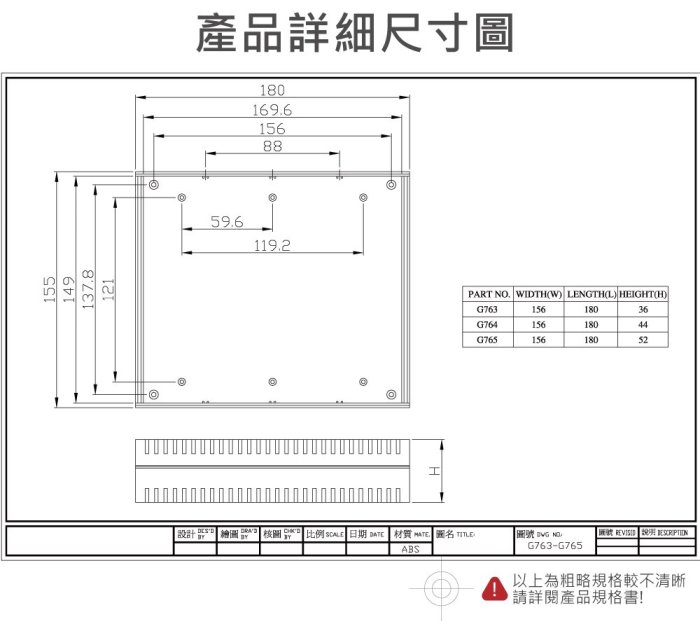 『聯騰．堃喬』Gainta G765A 156x180x52mm ABS 桌上型 鋁底面板 儀器盒 UL94-HB