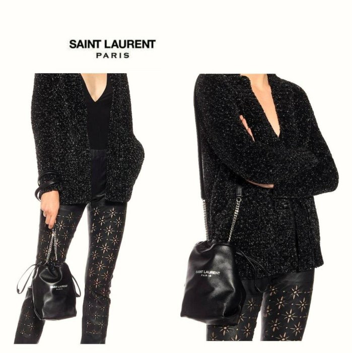 Saint Laurent Paris YSL ( Teddy 黑色) 真皮 肩背包 斜背包   中性款｜100%全新正品｜特價