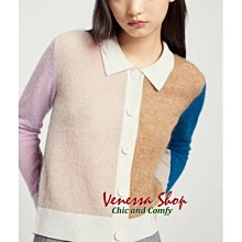 歐單 新款 CV 減齡拼色 高級感毛海羊毛 舒適絨感 微寬鬆針織開衫小外套 (L1197)