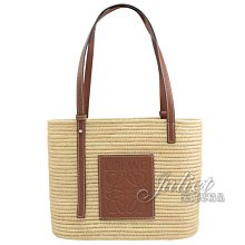 【茱麗葉精品】全新精品 LOEWE 專櫃商品 BASKET 經典烙印LOGO草編手提肩背包.卡其/咖 現貨