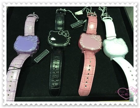 ♥小花花日本精品♥ Hello Kitty 法國聯名品牌合作真皮錶帶施華洛世奇粉色款 00807807