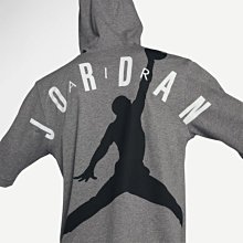 南 現貨 JORDAN JUMPMAN AIR LOGO AJ 大飛人 黑灰白色 薄款短袖帽TEE 連帽 喬丹