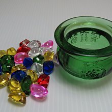 【競標網】天然漂亮綠色琉璃迷你聚寶盆50mm+28顆1.5公分六色琉璃元寶(回饋價便宜賣)限量5組(賣完恢復原價300