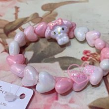 ♥小花花日本精品♥Melody美樂蒂造型愛心串珠手鍊兒童飾品手鍊可愛手鍊白色粉色交錯 50136704