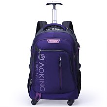 旅遊休閒用品拉桿雙肩背包電腦包大容量輕型拉桿包20L萬向輪U57-2小號紫色