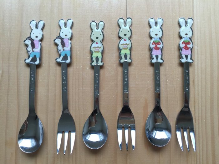 發現花園 日本選物~日本製 le sucre 法國兔 不鏽鋼  叉子/ 湯匙～S號-刺蝟/蛋糕/草莓