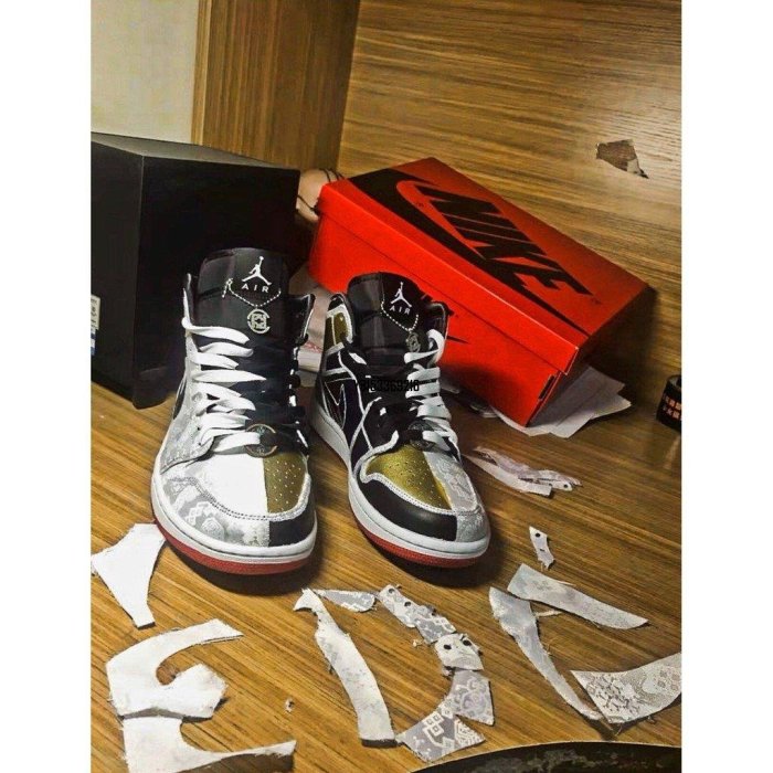【正品】Nike Air Jordan 1 Mid Fearless X Clot 白絲綢 陳冠希 Cu2804-100潮鞋