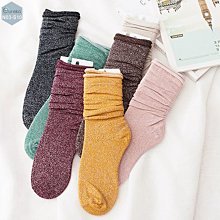 現貨 ⓔureka N03-S10 銀蔥 厚款 捲邊 堆堆襪 襪子