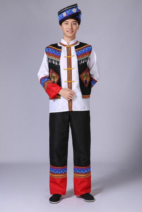 新款成人男士水族演出服56個名族男生少數民族合唱服舞臺表演服裝
