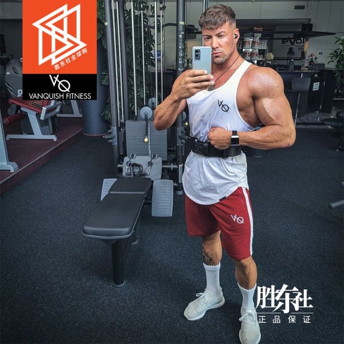 勝東社 英國VANQUISH FITNESS VQ STRIKE男健身運動短褲 拼色條