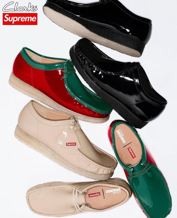 Supreme x Clarks Patent Leather Wallabee 聯名款。太陽選物社