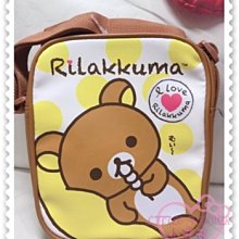 ♥小花花日本精品♥《Rilakkuma》拉拉熊側背包小側背包躺姿串丸子可調整背帶愛心點點皮革包 41081105