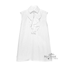 My Closet 二手名牌 CHANEL 2014 白色襯衫領荷葉邊無袖洋裝