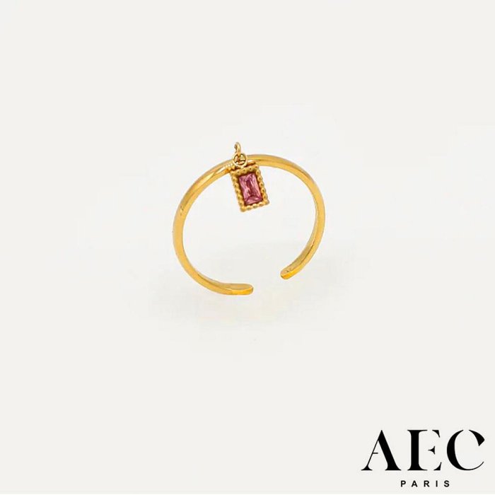 AEC PARIS 巴黎品牌 祖母綠切割紫鑽戒指 可調式金色戒指 THIN RING DIVYA