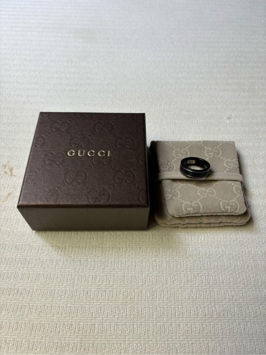 GUCCI ICON古馳戒指(AU750)黑色正品，雙北市面交