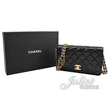 【茱麗葉精品】全新精品 CHANEL 專櫃商品 AP3244 新版雙C金鍊小羊皮WOC翻蓋鍊包.黑/金