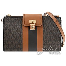 【茱麗葉精品】全新商品 MICHAEL KORS 專櫃商品 RUBY 鎖頭印花雙層拉鍊斜背包.深咖 現貨