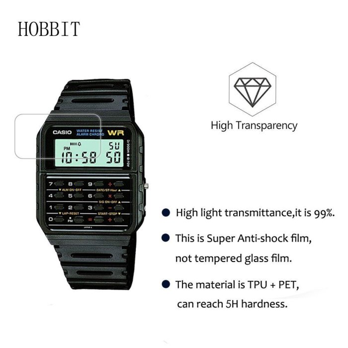 【3片裝】Casio卡西歐 手錶螢幕膜 CA53W-1 DBC611G-1D EAW-DBC-32-1AV 防爆手錶膜-奇點家居