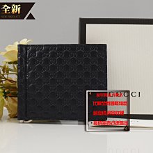 ☆優買二手精品名牌店☆ GUCCI 544478 深藍牛皮 GG 鈔夾 鈔票夾 信用卡夾 男夾 短夾 皮夾 全新II