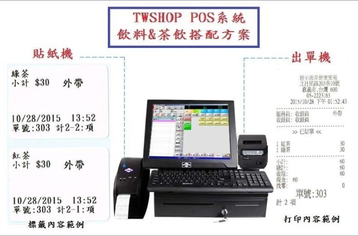 (5件組)POS餐飲後結版 (飲料店/茶飲套裝專案) 【加碼送無線網卡】DIY價