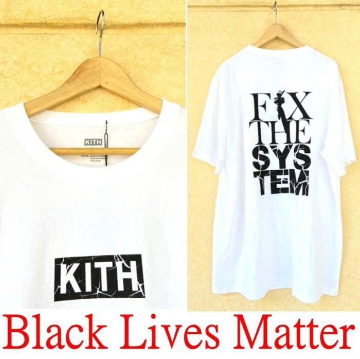 BLACK全新KITH碎裂BOX黑人人權活動black lives matter義賣Fix The System短T