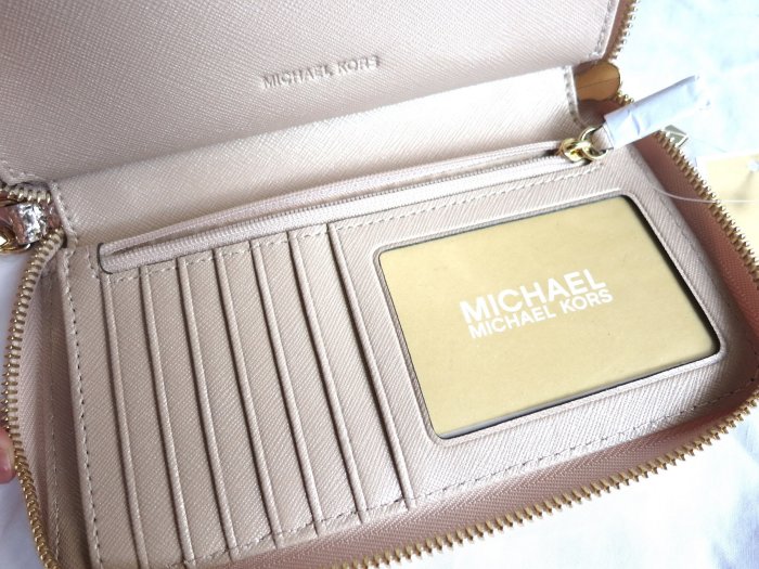 MICHAEL KORS 玫瑰金 真皮 皮夾/手拿包/手機包/晚宴包 多夾層